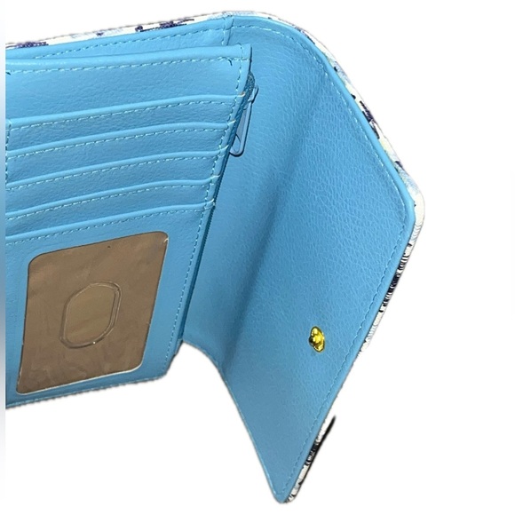 Buxton Multi-Pattern Print Tassel Bi-Fold Women’s Wallet, Blue & White - Picture 11 of 16